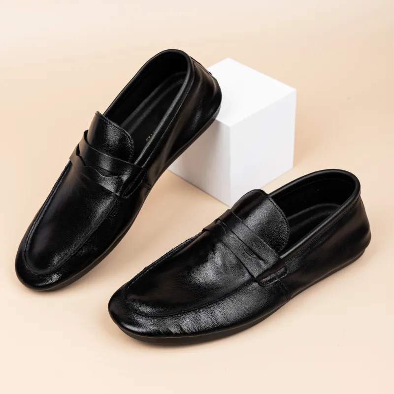 AMRGHONE Loafers Low Heel Men's Black-4