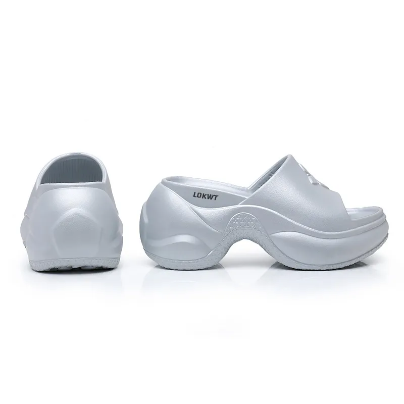 LOKWT Quiet Slip-Resistant Cushioning Slide Slippers Women's Silver-4