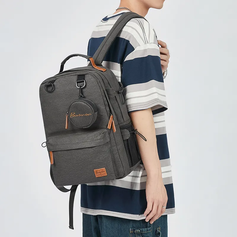 BOSTANTEN Fabric Backpack Large Size Men's Gray-5