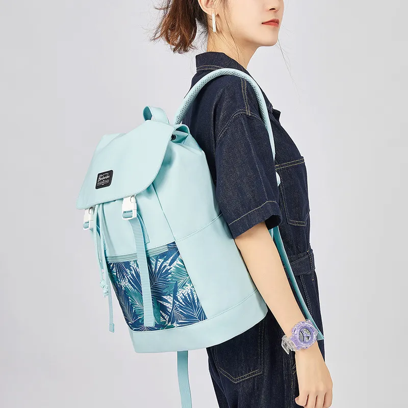 BOSTANTEN Fabric Backpack Unisex Gray/White/Black/Blue-17