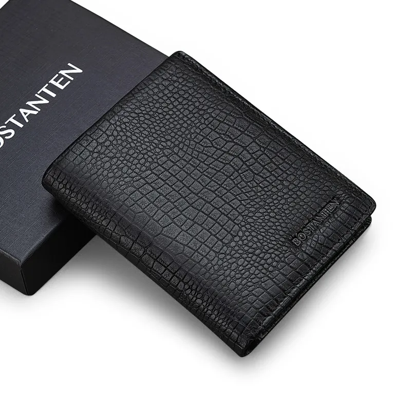 BOSTANTEN Top Grain Cow Leather With Leather Handheld Money Clip, Card Holder, Wallet Regular Men's-1