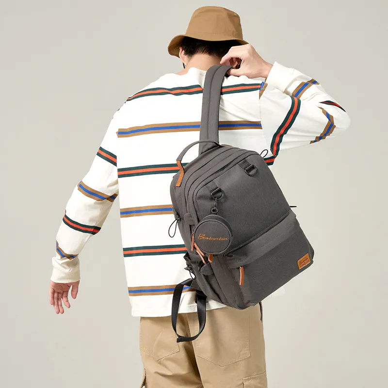 BOSTANTEN Fabric Backpack Large Size Men's Gray-7