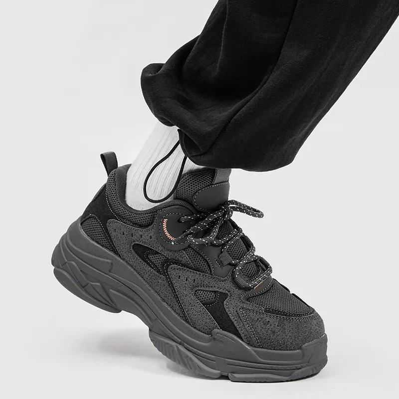 Lingwuzhe Cushioning Abrasion Resistant Lightweight Height Increasing Mat Low Top Chunky Sneakers Unisex-10