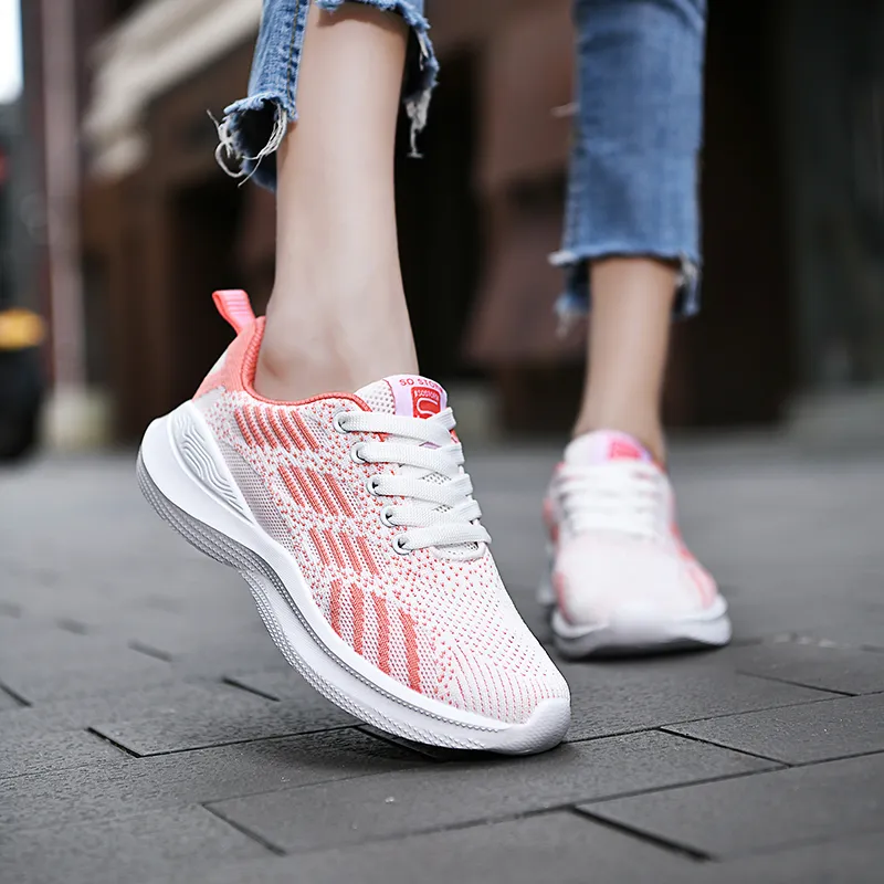 Lingwuzhe Cushioning, Slip Resistant, Lightweight Low Top Running Shoes Unisex Pink-5