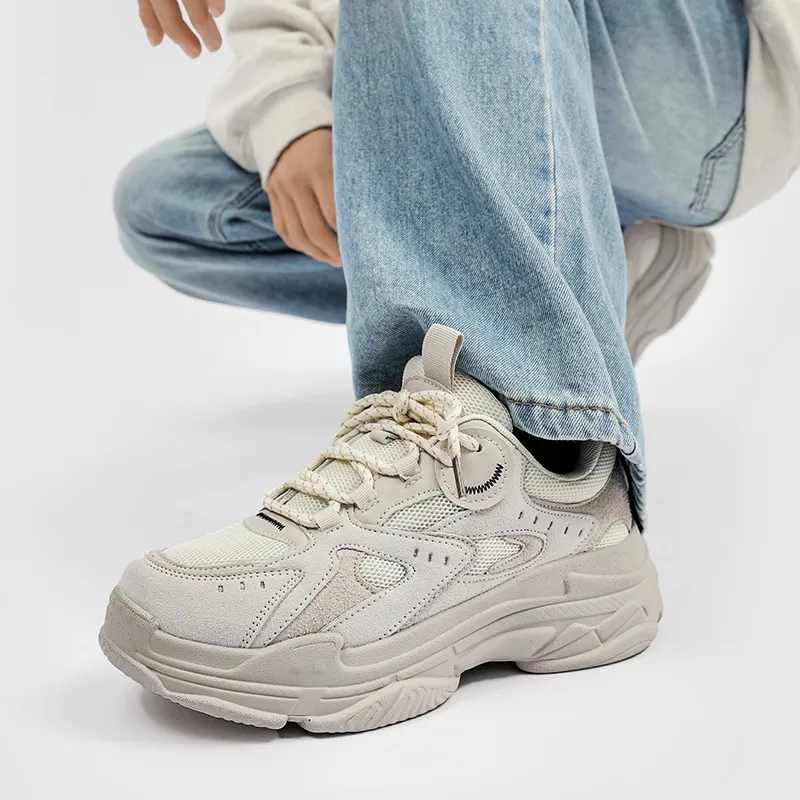 Lingwuzhe Cushioning Abrasion Resistant Lightweight Height Increasing Mat Low Top Chunky Sneakers Unisex-5