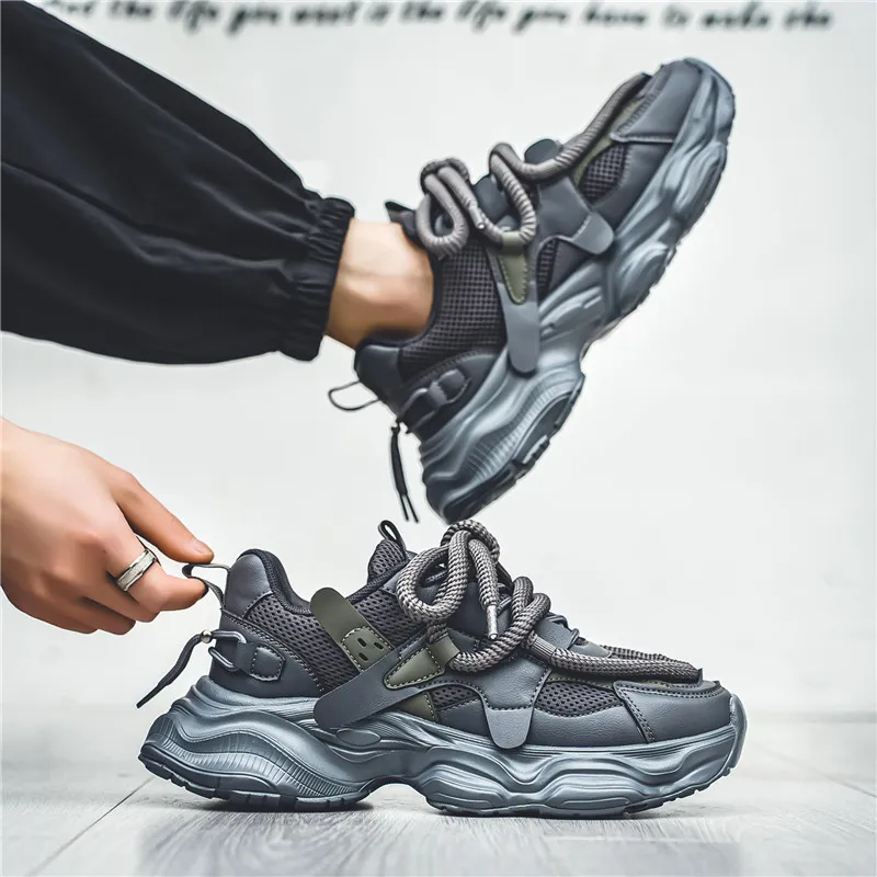 Lingwuzhe Cushioning, Slip Resistant, And Abrasion Resistant Low Top Chunky Sneakers Unisex-3