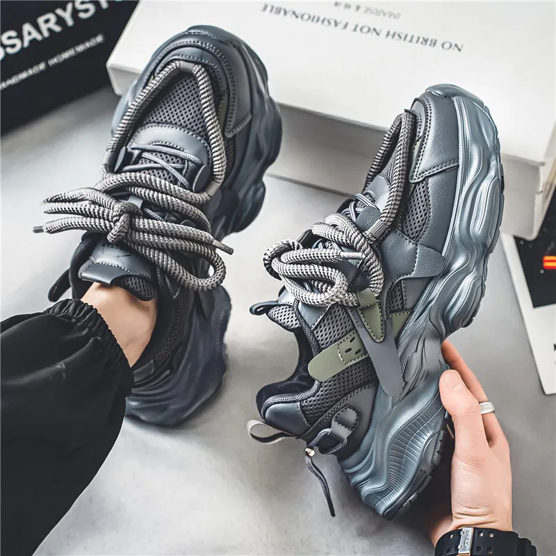Lingwuzhe Cushioning, Slip Resistant, And Abrasion Resistant Low Top Chunky Sneakers Unisex-2