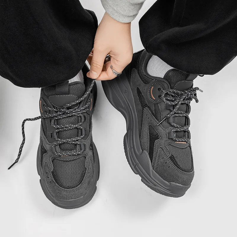 Lingwuzhe Cushioning Abrasion Resistant Lightweight Height Increasing Mat Low Top Chunky Sneakers Unisex-12