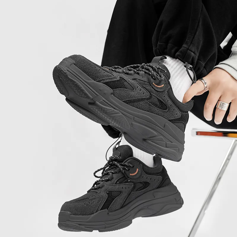 Lingwuzhe Cushioning Abrasion Resistant Lightweight Height Increasing Mat Low Top Chunky Sneakers Unisex-11