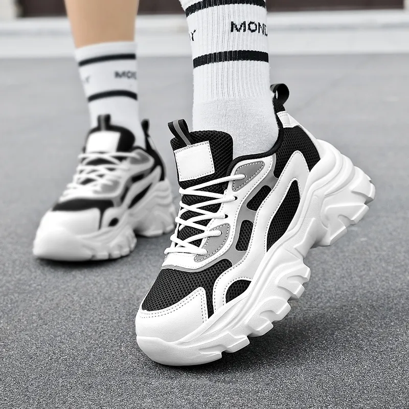 Lingwuzhe Height Increasing Breathable Low Top Chunky Sneakers Unisex-4