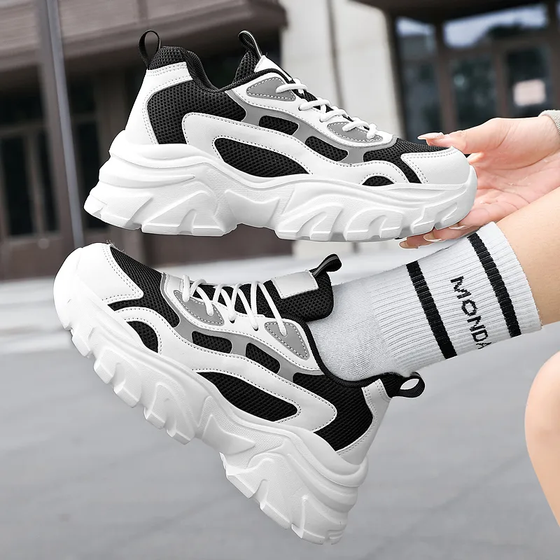 Lingwuzhe Height Increasing Breathable Low Top Chunky Sneakers Unisex-5
