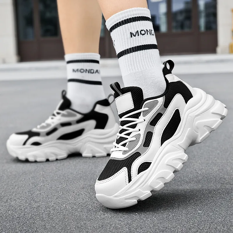 Lingwuzhe Height Increasing Breathable Low Top Chunky Sneakers Unisex-2