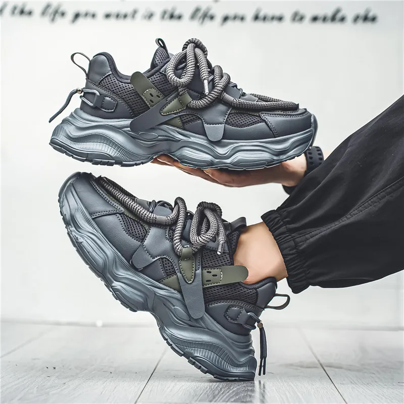 Lingwuzhe Cushioning, Slip Resistant, And Abrasion Resistant Low Top Chunky Sneakers Unisex-4