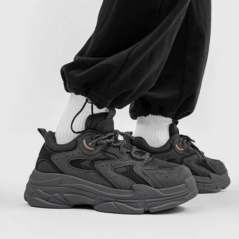 Lingwuzhe Cushioning Abrasion Resistant Lightweight Height Increasing Mat Low Top Chunky Sneakers Unisex-9