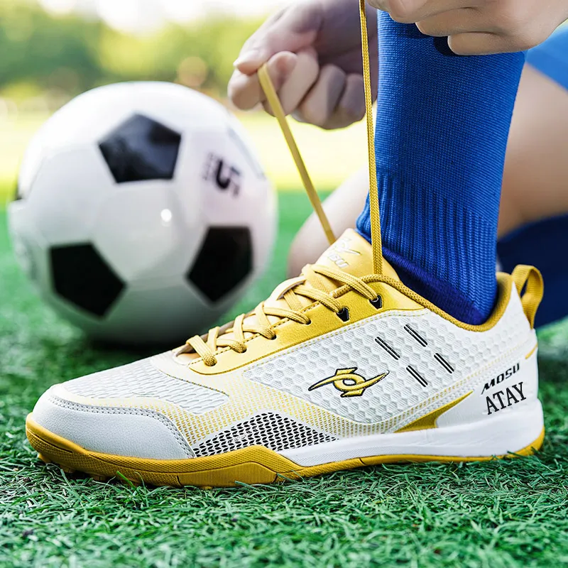 ATAY Soccer Shoes Men Low Top White Gold/Red/Black Neon Yellow/Dark Blue Neon Yellow-3
