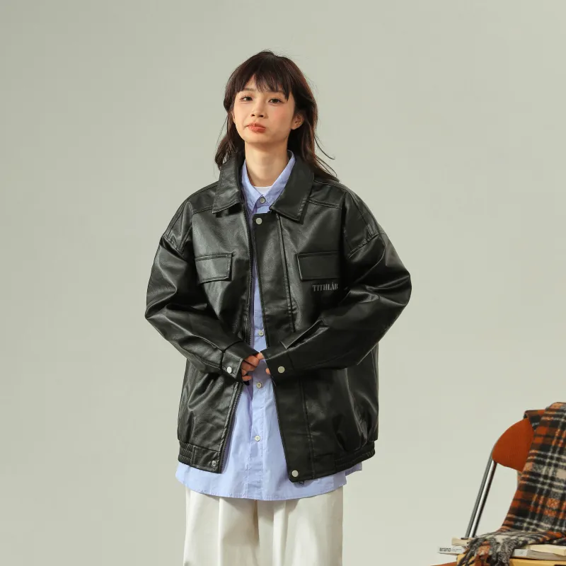 TITH Leather Jacket Unisex Black-3