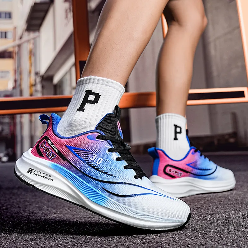 PALATIAL Carbon Running Shoes Men Low Top White Blue, Light Gray Orange, Black Green-5