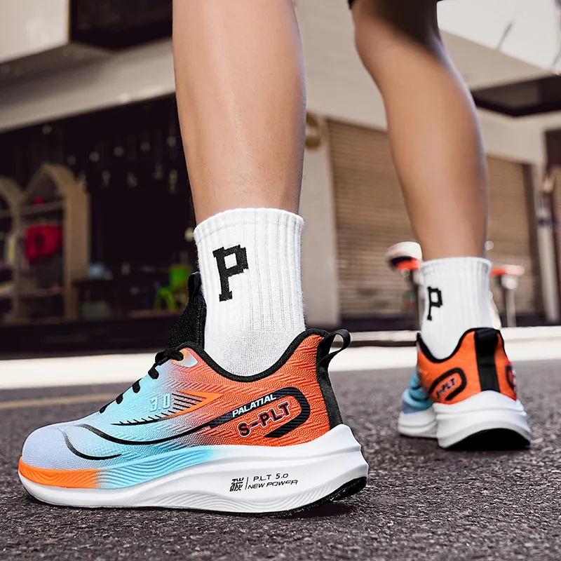 PALATIAL Carbon Running Shoes Men Low Top White Blue, Light Gray Orange, Black Green-19