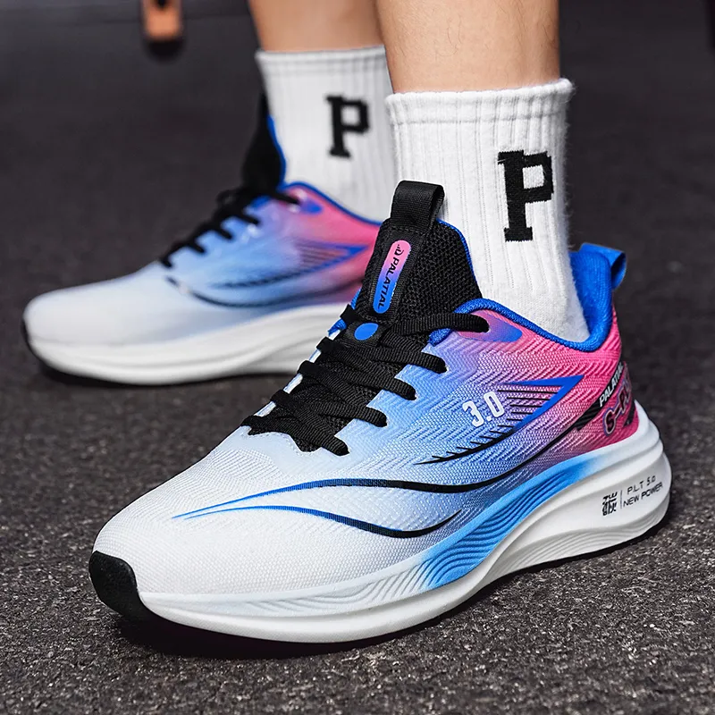 PALATIAL Carbon Running Shoes Men Low Top White Blue, Light Gray Orange, Black Green-4