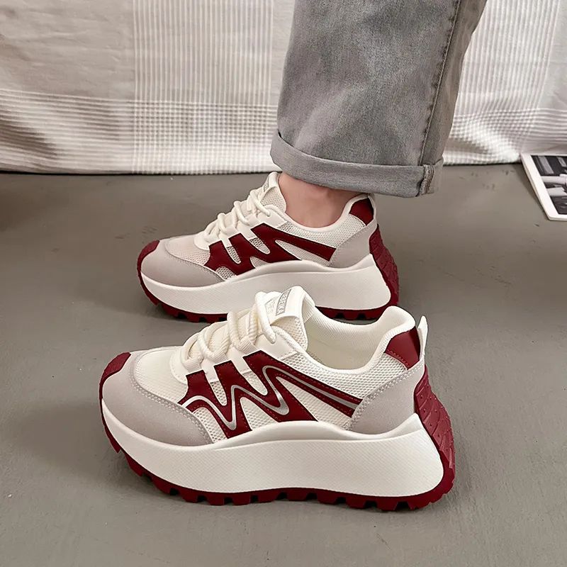 Lin's Travels Abrasion Resistant Breathable Height Increasing Low Top Chunky Sneakers Women's-8