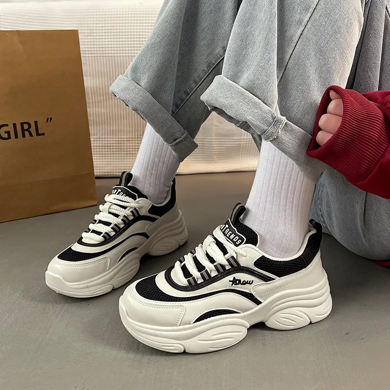 Lin's Travels Slip Resistant Cushioning Low Top Chunky Sneakers Women's-1