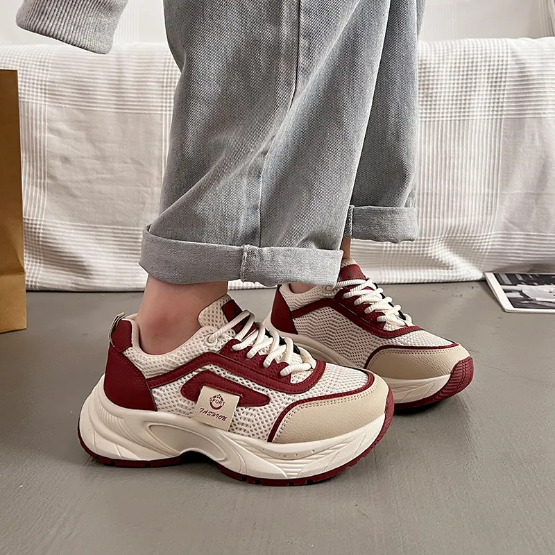 Lin's Travels Slip Resistant And Abrasion Resistant Coverage Low Top Chunky Sneakers Women's-9