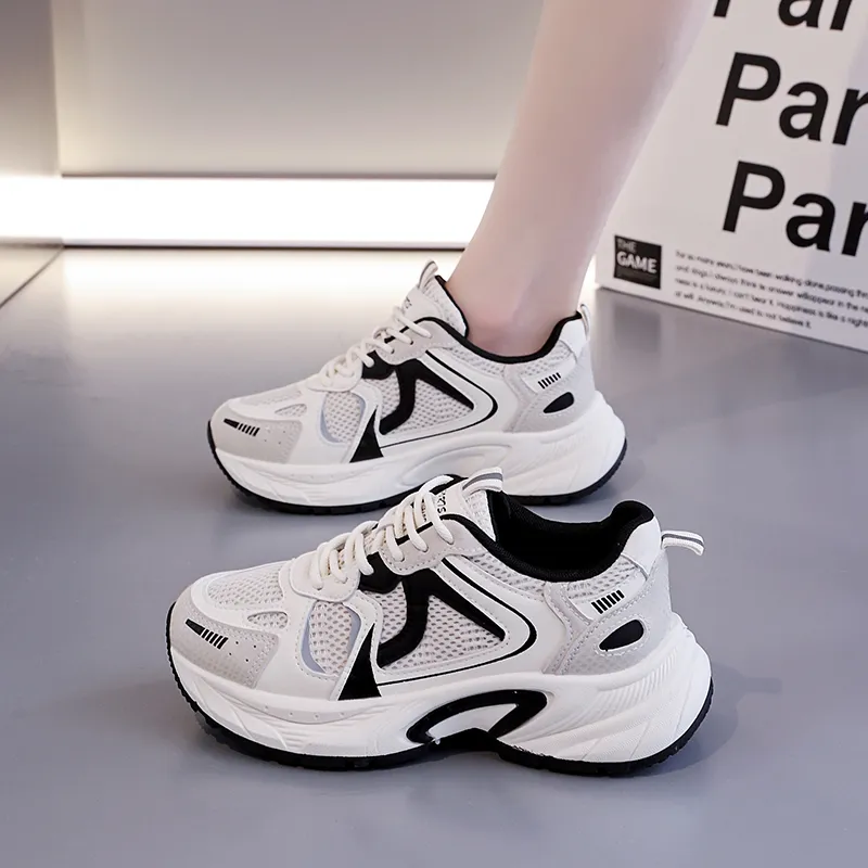 Lin's Travels Anti-Slip And Wear-Resistant Breathable Low-Top Chunky Sneakers Women's-4