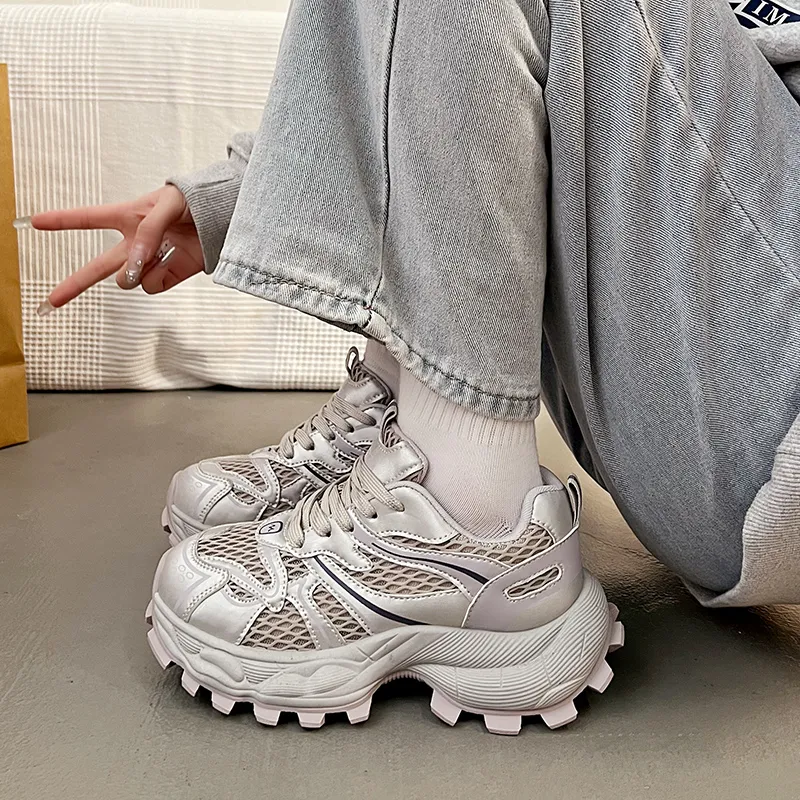 Lin's Travels Cushioning, Wear Resistant Low Top Chunky Sneakers Women's-5