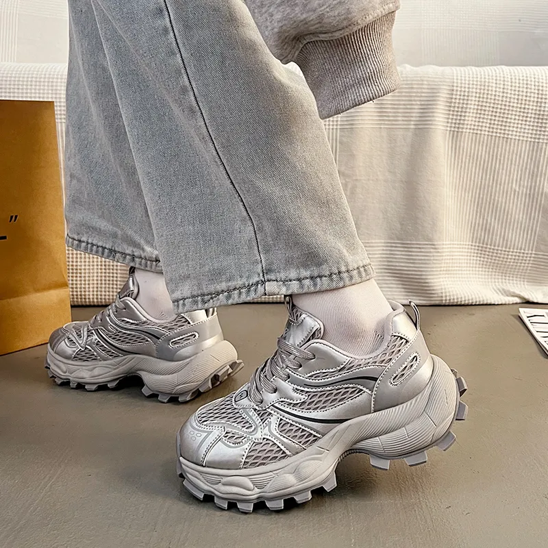 Lin's Travels Cushioning, Wear Resistant Low Top Chunky Sneakers Women's-9