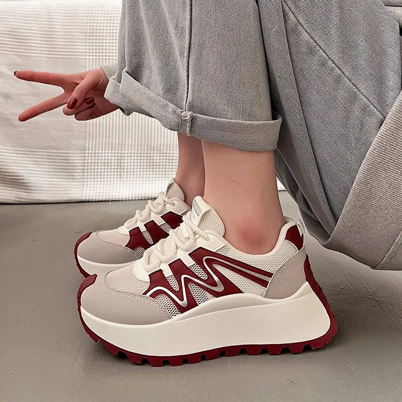 Lin's Travels Abrasion Resistant Breathable Height Increasing Low Top Chunky Sneakers Women's-10