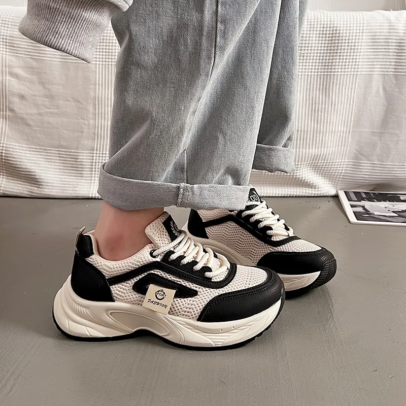 Lin's Travels Slip Resistant And Abrasion Resistant Coverage Low Top Chunky Sneakers Women's-2