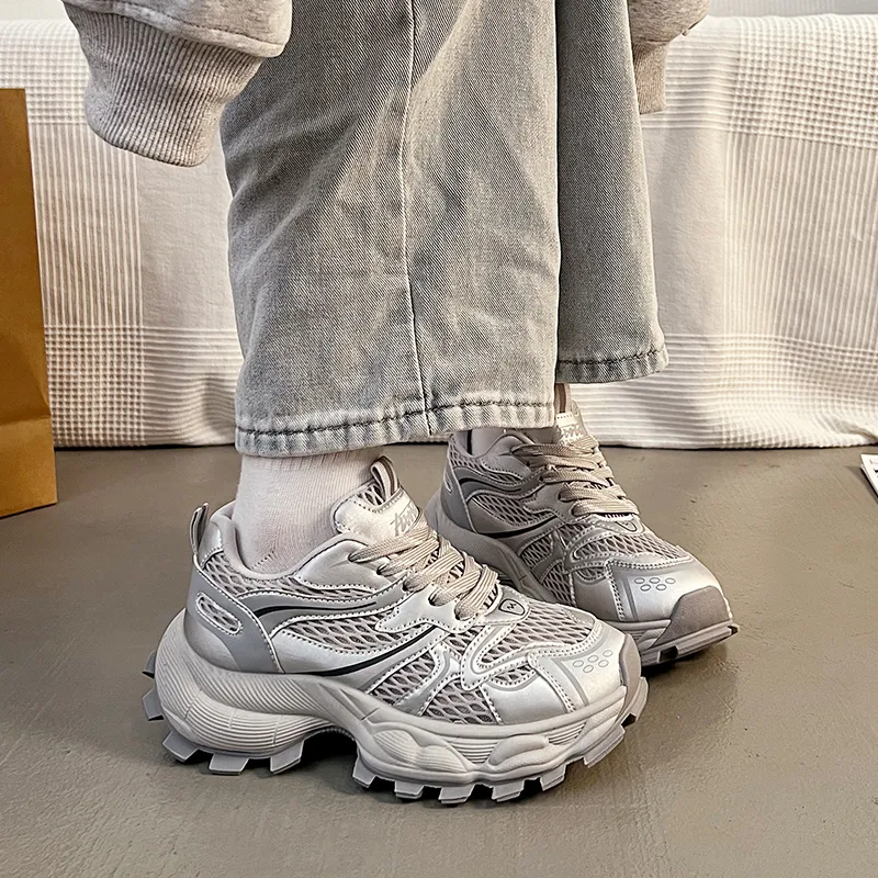 Lin's Travels Cushioning, Wear Resistant Low Top Chunky Sneakers Women's-10
