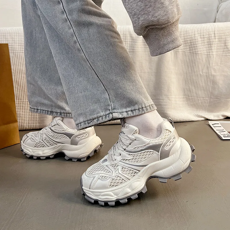 Lin's Travels Cushioning, Wear Resistant Low Top Chunky Sneakers Women's-1