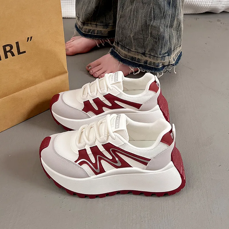 Lin's Travels Abrasion Resistant Breathable Height Increasing Low Top Chunky Sneakers Women's-9