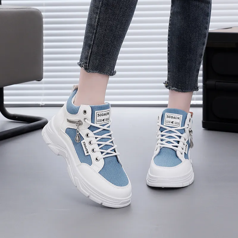 Lin's Travels Anti Slip And Wear Resistant Height Increasing High Top Chunky Sneakers Women's-8