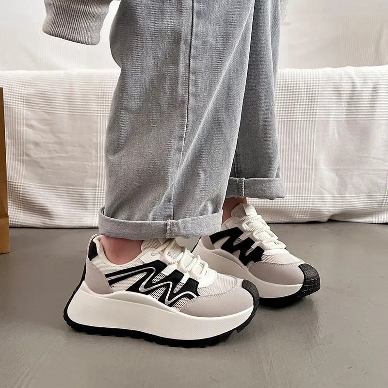 Lin's Travels Abrasion Resistant Breathable Height Increasing Low Top Chunky Sneakers Women's-2