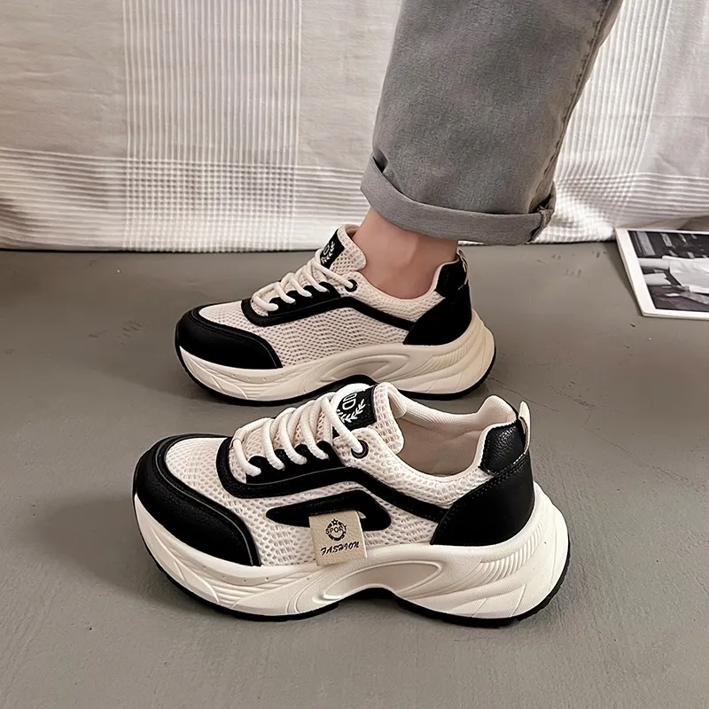 Lin's Travels Slip Resistant And Abrasion Resistant Coverage Low Top Chunky Sneakers Women's-3