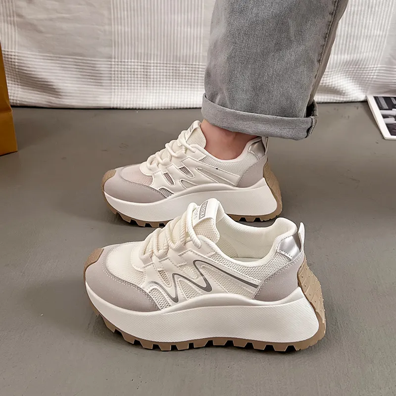 Lin's Travels Abrasion Resistant Breathable Height Increasing Low Top Chunky Sneakers Women's-5