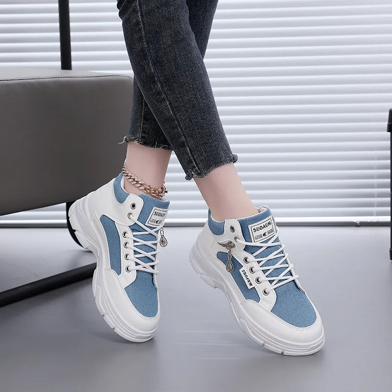 Lin's Travels Anti Slip And Wear Resistant Height Increasing High Top Chunky Sneakers Women's-7