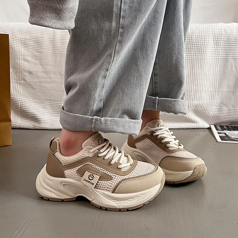 Lin's Travels Slip Resistant And Abrasion Resistant Coverage Low Top Chunky Sneakers Women's-6