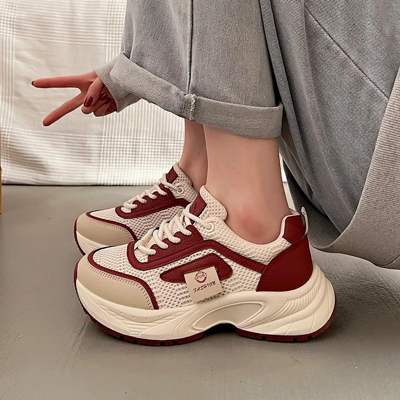 Lin's Travels Slip Resistant And Abrasion Resistant Coverage Low Top Chunky Sneakers Women's-11
