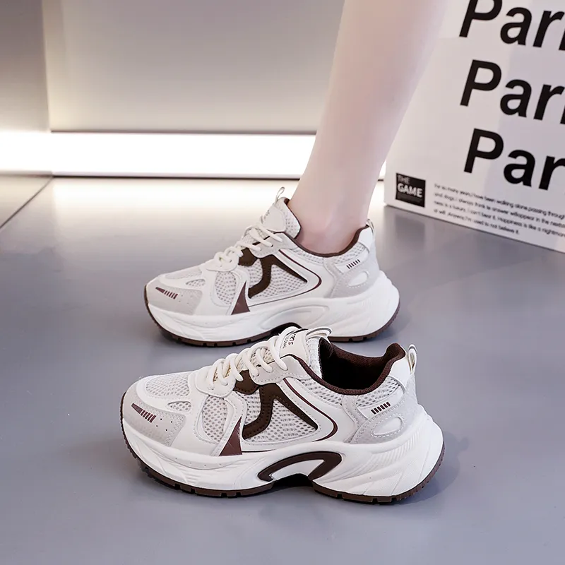 Lin's Travels Anti-Slip And Wear-Resistant Breathable Low-Top Chunky Sneakers Women's-12