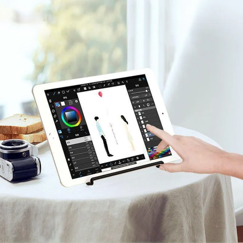 Vibrate Tablet Stands Desktop Foldable Multi Angle Adjustment Iron Wire Cell Phone Flat Small Stand-6