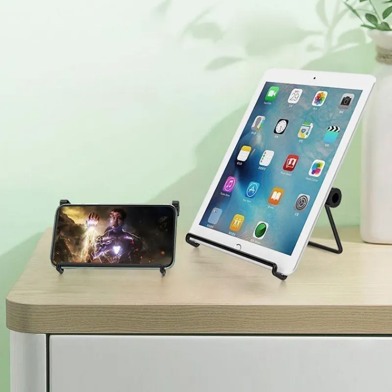 Vibrate Tablet Stands Desktop Foldable Multi Angle Adjustment Iron Wire Cell Phone Flat Small Stand-5