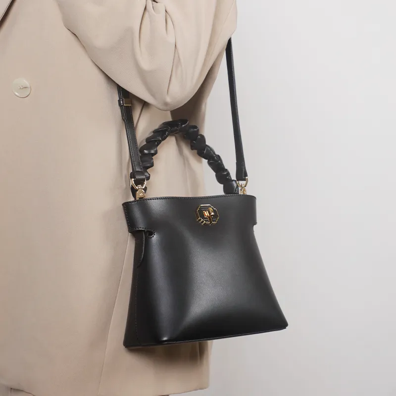 TOMATO&POTATO Cow Leather One Shoulder Handbag Crossbody Bag Regular Women's Ecru/Black/Khaki-16