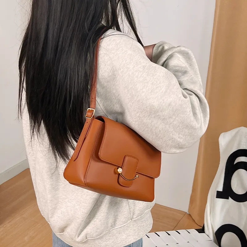 TOMATO&POTATO Cow Leather Crossbody Bags Shoulder Bags Women's Brown-4