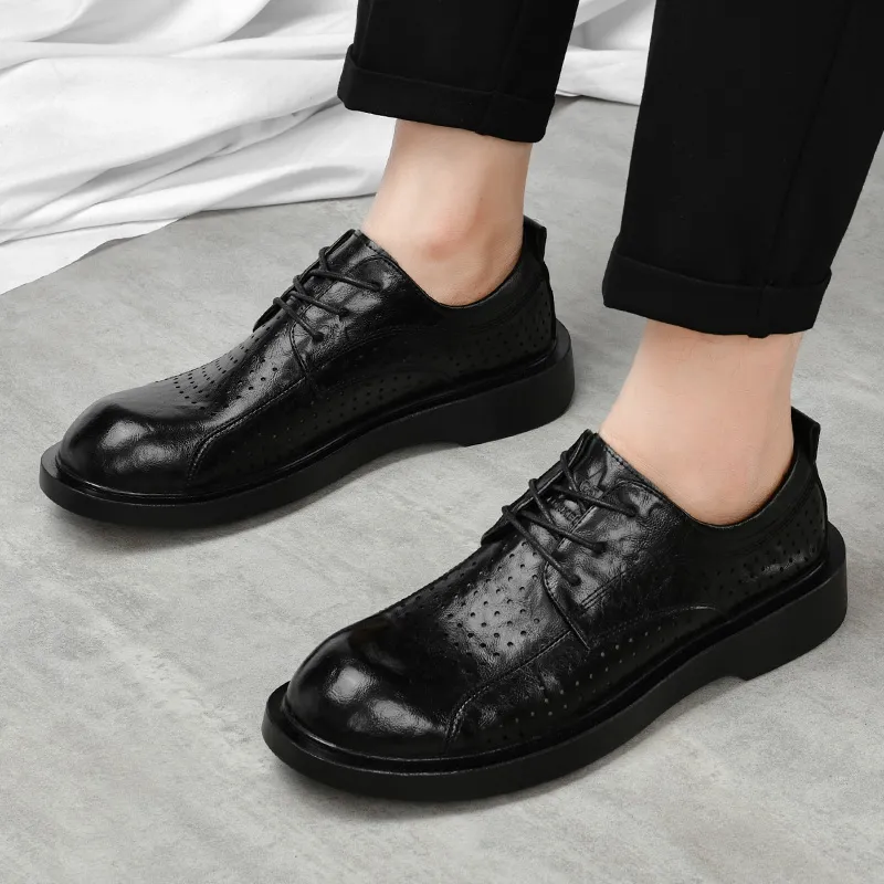 G5 Dress Shoes Men Low Top Black-2