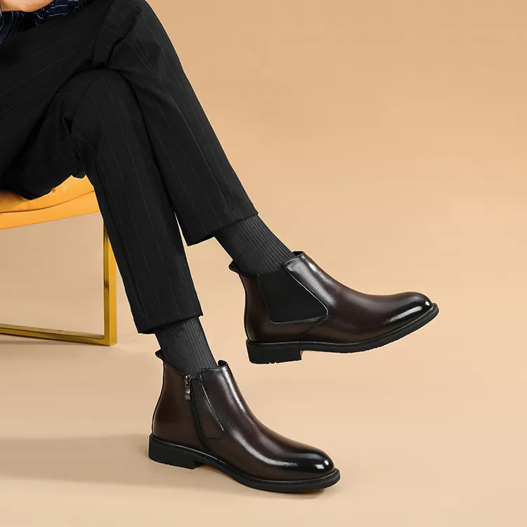 OKKO Chelsea Boots Men Black/Burgundy-5