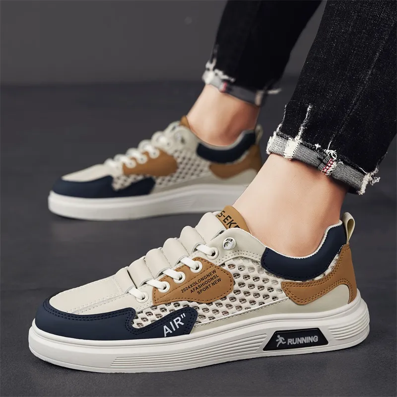 Abango Casual Shoes Men Low Top Gray/Beige/White-13
