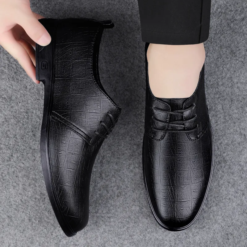 Abango Dress Shoes Men Low Top Black/Brown-4